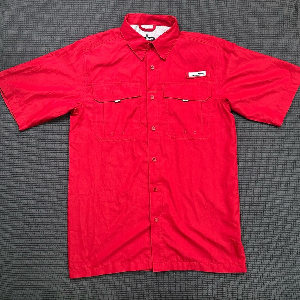 Habit Solar Factor UPF Fishing Shirt Red Size Small Vented